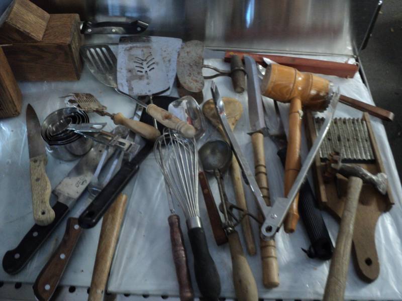 tote full of kitchen tools and misc...