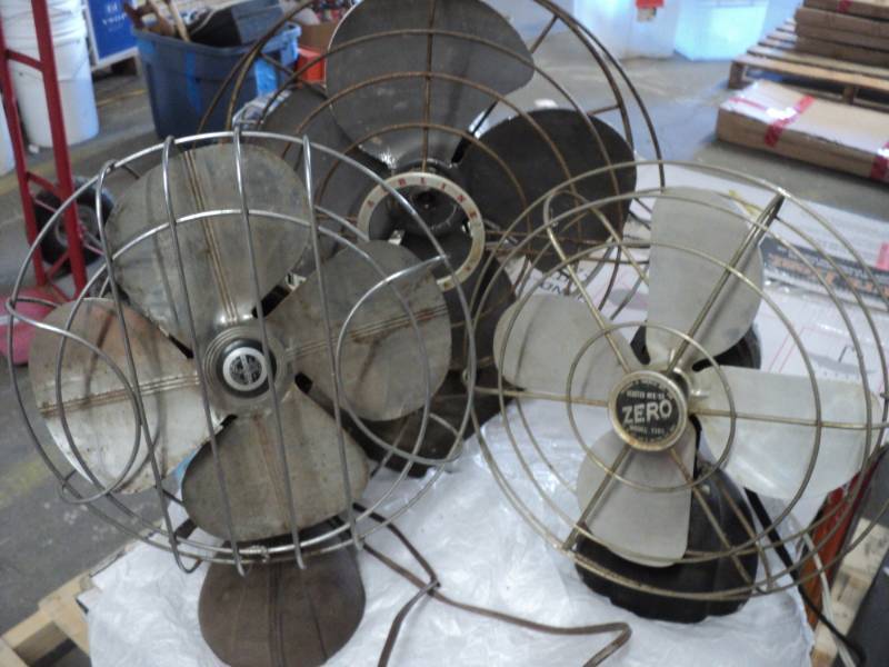 3 fans on cast iron bases, Zero mod...