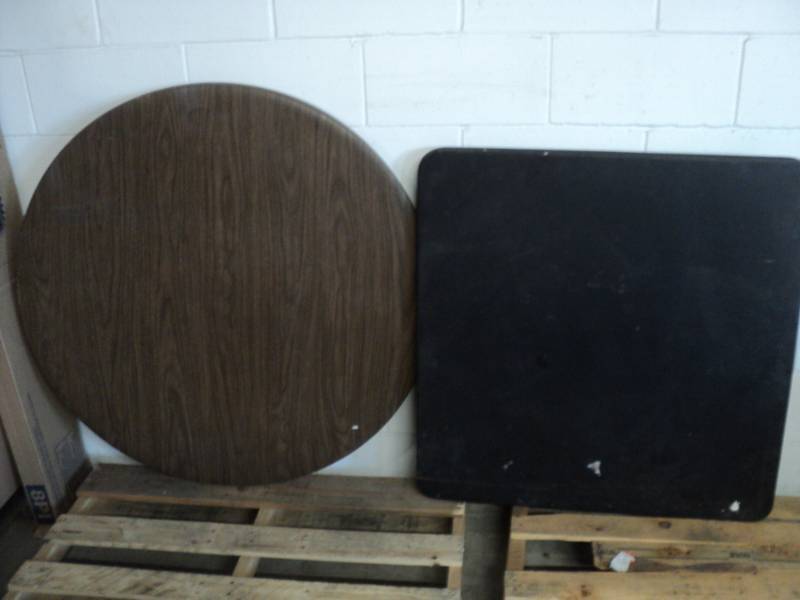 2 card tables, 1 round and 1 square...