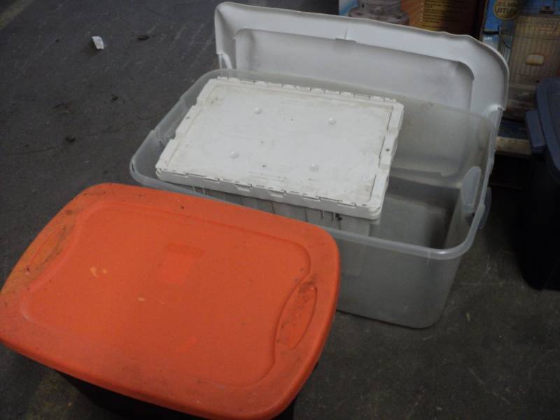 3 totes with covers need cleaning...