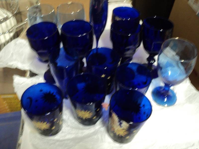 Blue glassware...