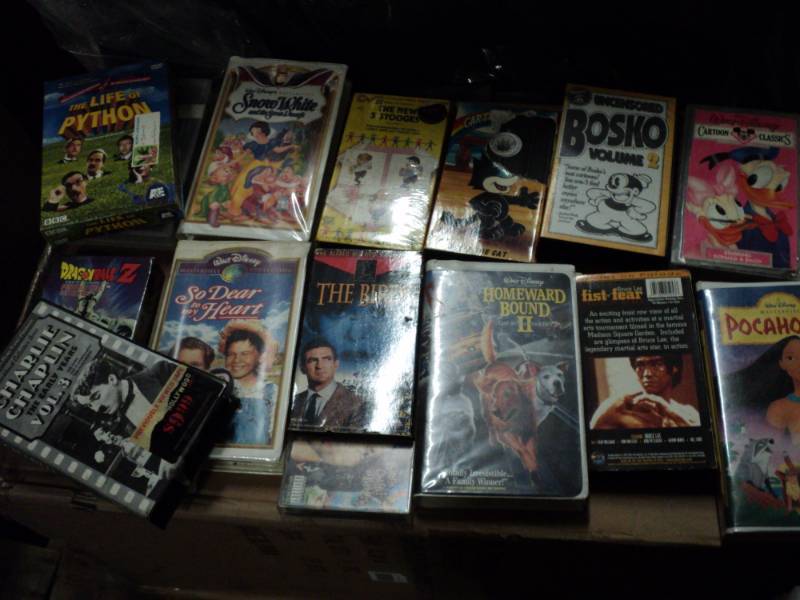 VCR assortment in a covered tote...