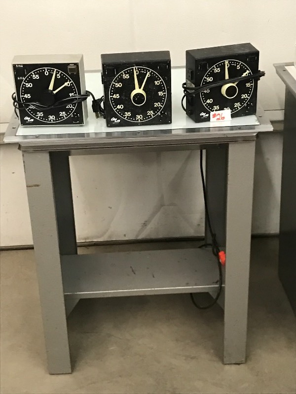 lot 26 image: Lot Of (6) GraLab Timers & (2) NuArc Drafting Tables