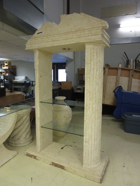 lot 301 image: GREEK STYLE LIGHT UP DISPLAY SHELVING