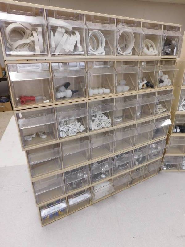 lot 20 image: Plastic Part Bins w Misc. Connectors #2