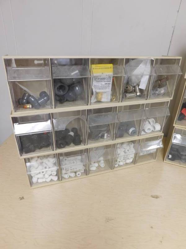 lot 33 image: Plastic Part Bins w Misc. Connectors #8