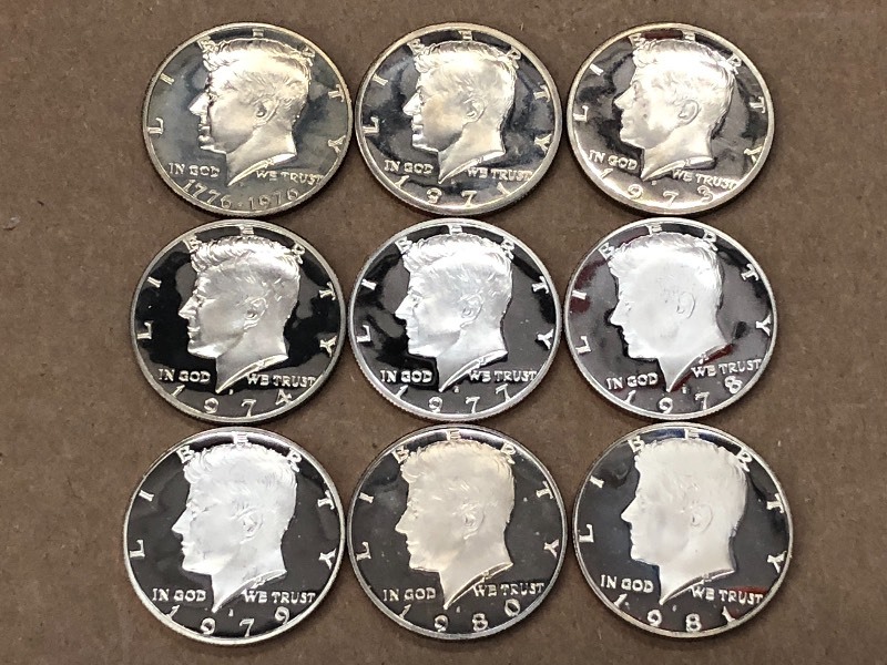 (9) Kennedy Half Dollars, 1970s-1980s