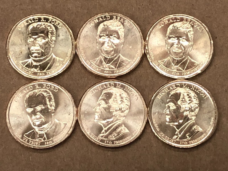 (6) 2016 Presidential $1 Coins