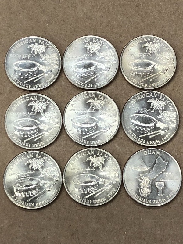 (8) 2009 American Samoa & (1) 2009 GuamQuarter