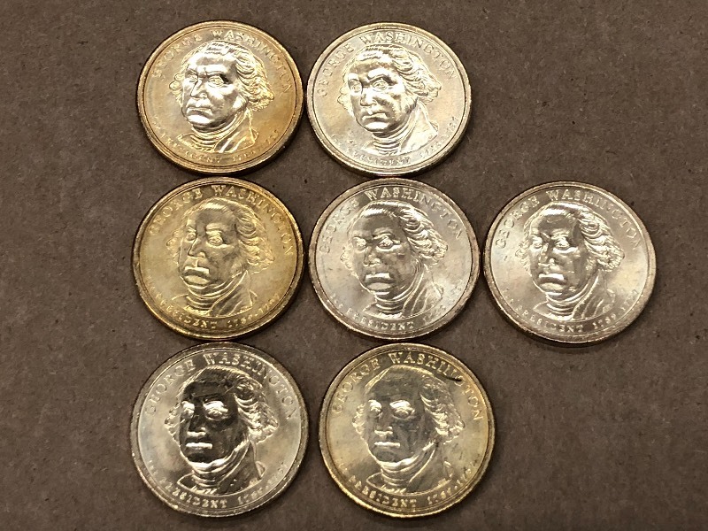 (7) Presidential $1 Coins