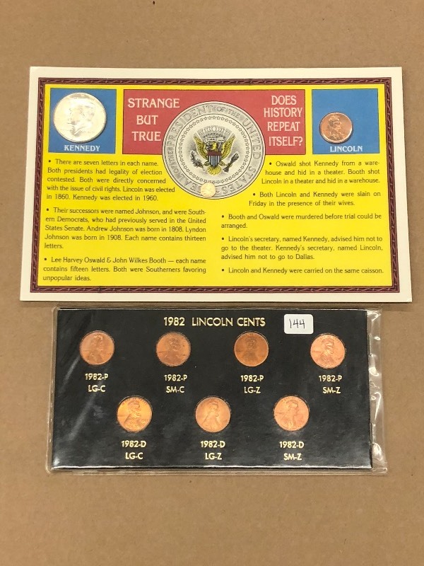 1982 Lincoln Cent Set, U.S. Kennedy  Lincoln Assassination Set