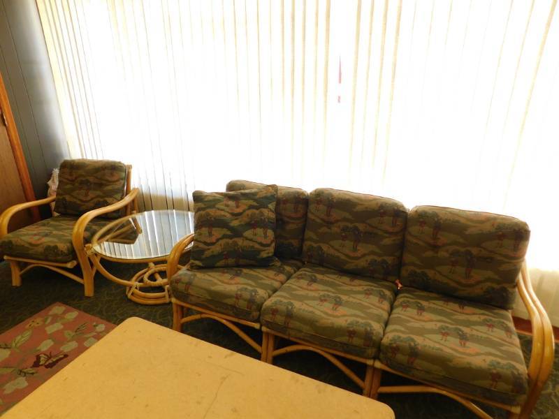 lot 52 image: Couch & Chair & Round Table With Glass Top