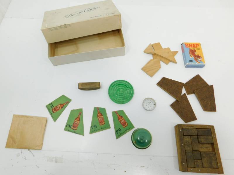 lot 84 image: Vintage Wooden Mind Thinking Items  (Puzzles) & A Deck Of SNAP Card Game