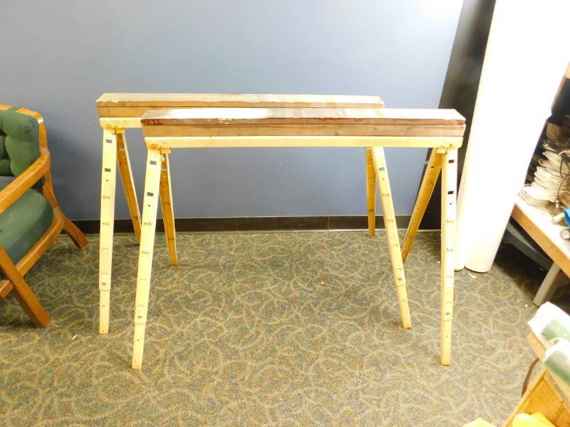 lot 105 image: A Pair Of Adjustable Saw Horses