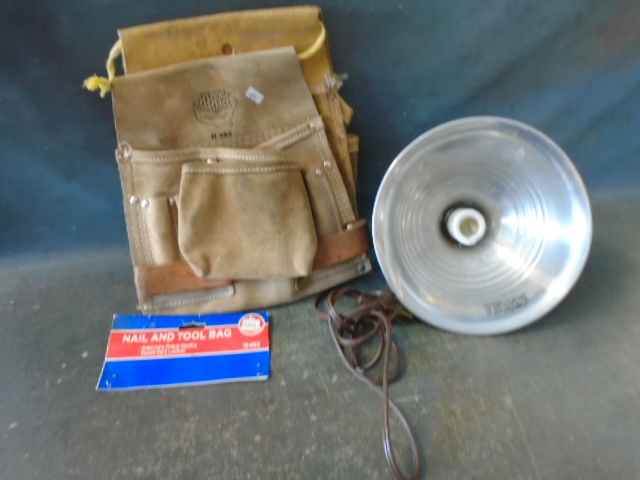lot 10 image: 2 Leather Nail and Tool Bags with Shop Light