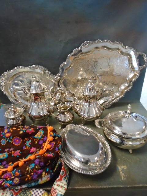 lot 53 image: Vintage Silver Plated Tea Serving and MORE