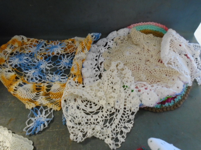 lot 58 image: Box of Linens, Hand Towels and More, Some Vintage