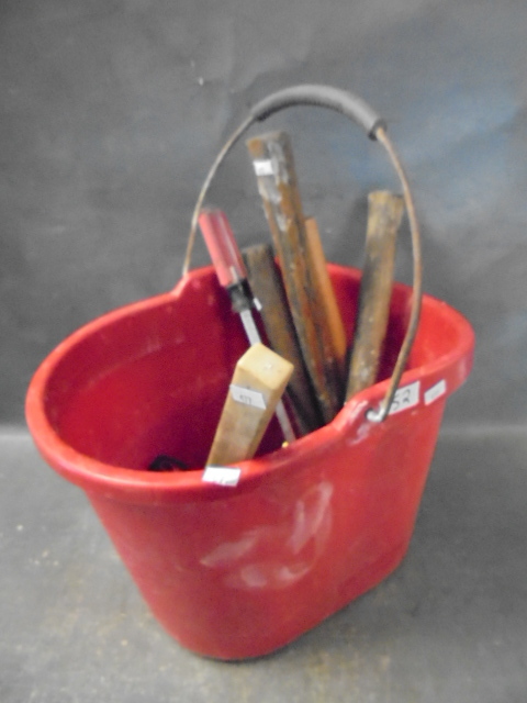 lot 52 image: Bucket of Hammers, Metal Brushes and MORE