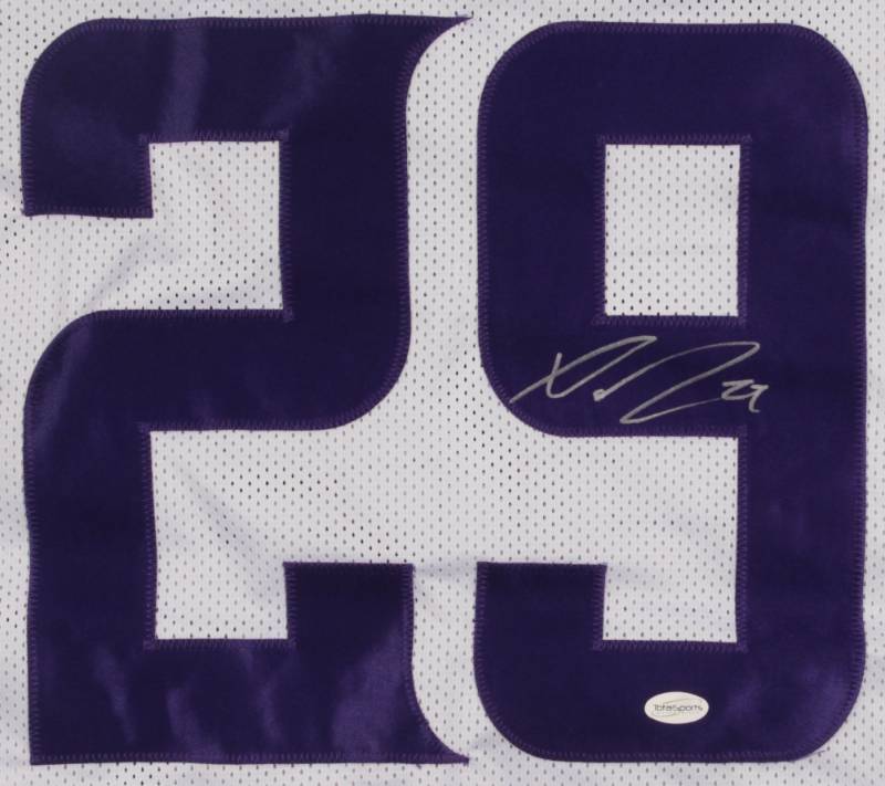 lot 25A image: Xavier Rhodes Signed Vikings White Jersey (TSE COA)