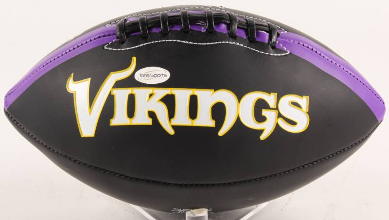 lot 48 image: Anthony Barr Signed Vikings Black and Purple Logo Full-Sized Football (TSE COA)