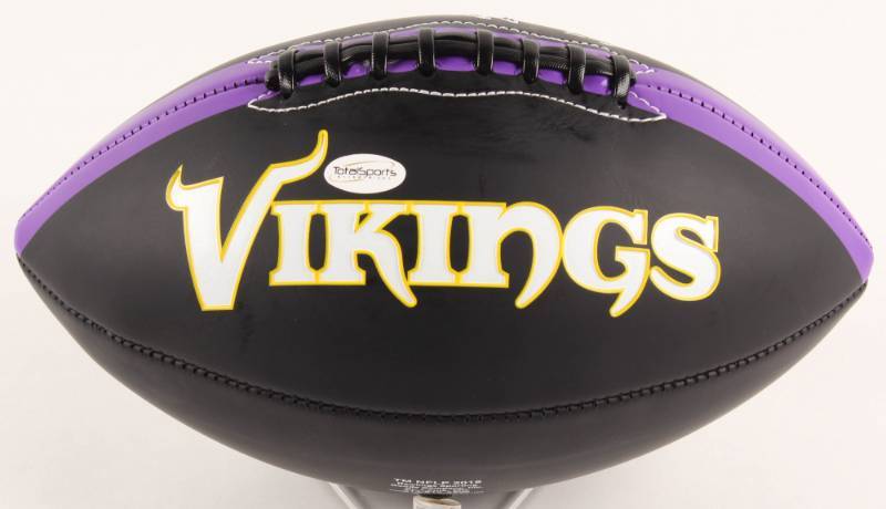 lot 49 image: Xavier Rhodes Signed Vikings Black and Purple Logo Full-Sized Football (TSE COA)