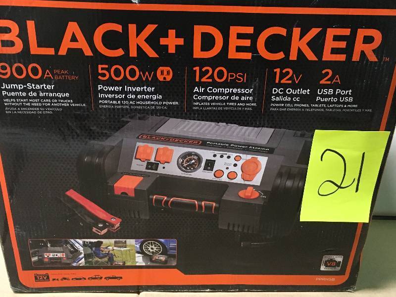 lot 21 image: BLACKDECKER 500-Watt Portable Power Station  in good working condition