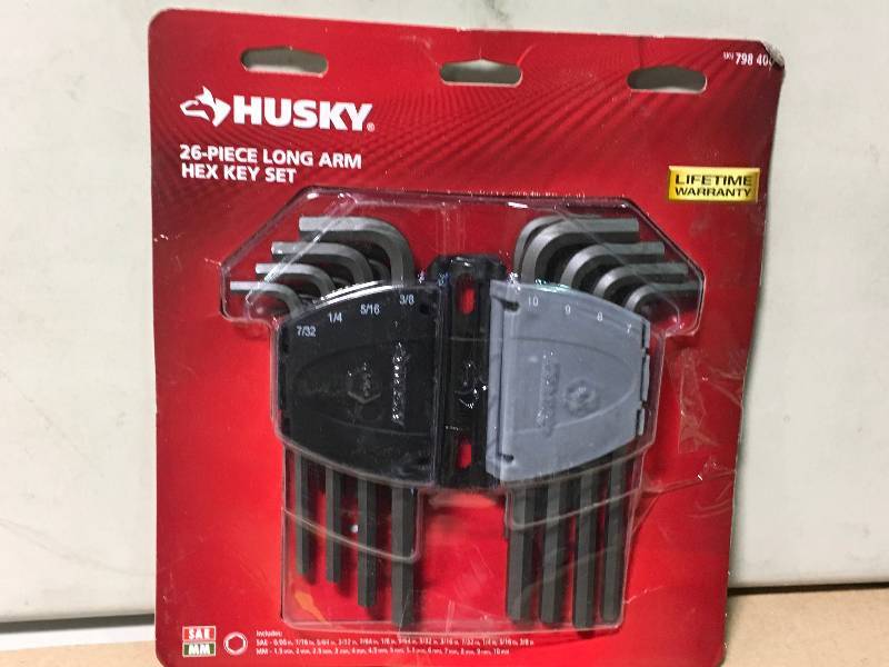 lot 29 image: Husky SAEMetric Long Arm Hex Key Set (26-Piece)  not used