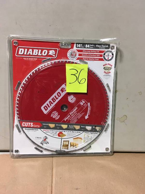 lot 36 image: Diablo 14 in. x 84-Tooth Fine Finish Saw Blade
