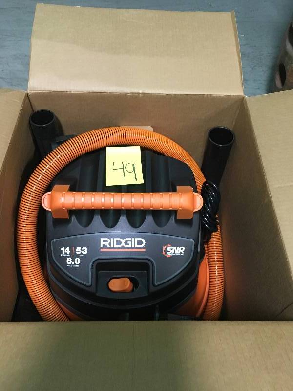 lot 49 image: RIDGID 14 Gal. 6.0-Peak HP Wet Dry Vac  in good working condition