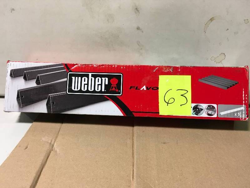 lot 63 image: Weber Porcelain-Enameled Replacement Flavorizer Bars for Genesis Silver A & Spirit 200500 Gas Grill (5-Pack) not used