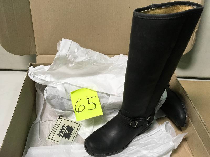 lot 65 image: Frye Womens Phillip Ring Tall Boots Size 5.5 Black Leather not used