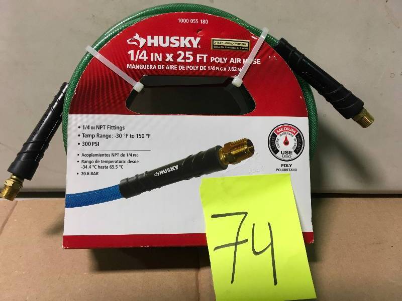 lot 74 image: Husky 14 in. x 25 ft. Polyurethane Air Hose not used