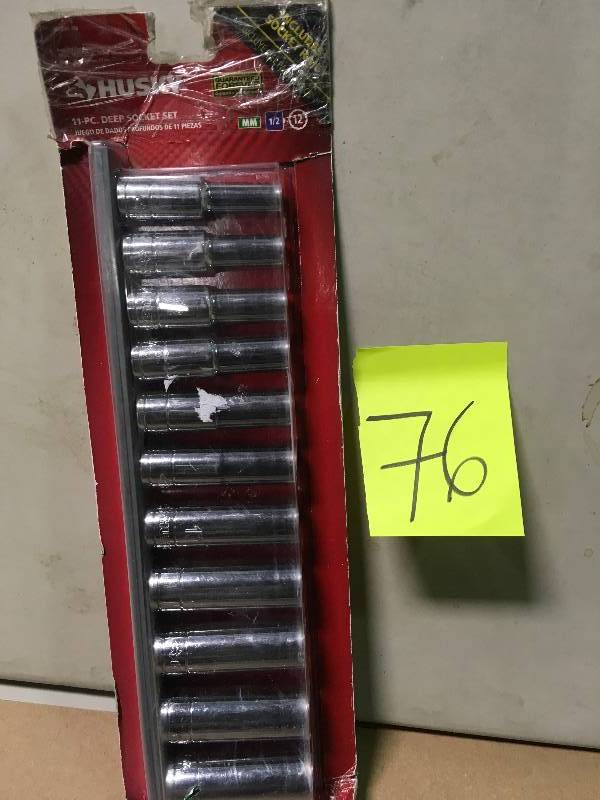 lot 76 image: Husky 12 in. Drive Deep Metric Socket Set (11-Piece)
