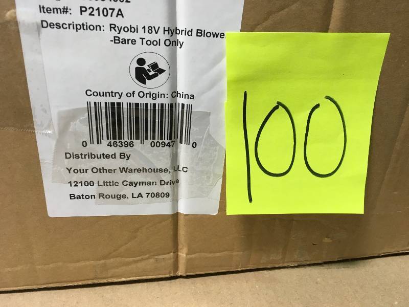 lot 100 image: Ryobi ONE 150 MPH 200 CFM 18-Volt Lithium-Ion Hybrid Leaf BlowerSweeper - Battery and Charger Not Included in like new condition