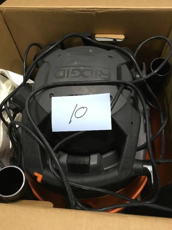 lot 10 image: RIDGID 16 gal. 6.5-Peak HP Wet Dry Vac with Detachable Blower and 2 Bonus Filter Bags USED  in good working condition