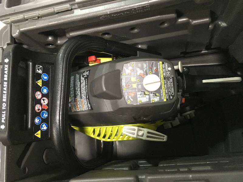 lot 14 image: Gas Chainsaw with Heavy Duty Case, Ryobi 16 in. 37cc 2-Cycle,  in good working condition