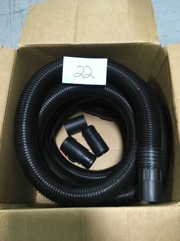 lot 22 image: RIDGID 2-12 in. x 20 ft. Tug-A-Long Vacuum Hose for RIDGID Wet Dry Vacs open box