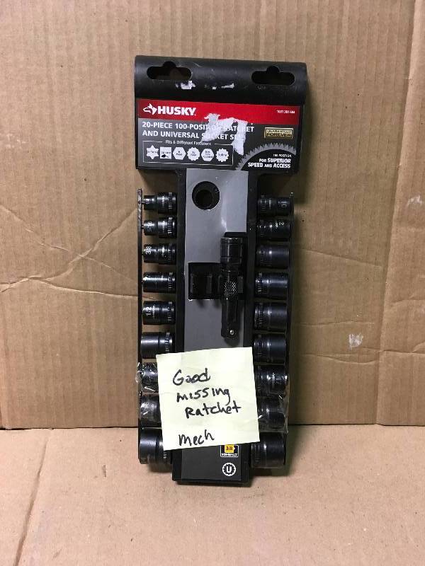 lot 50 image: Husky 38 in. Drive 100-Position Universal SAE and Metric Socket Wrench Set (20-Piece) MISSING RATCHET