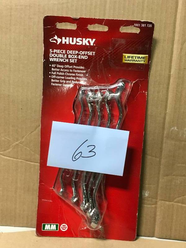 lot 63 image: HUSKY 5pc Sae Offset Double Box-End Wrench Set not used