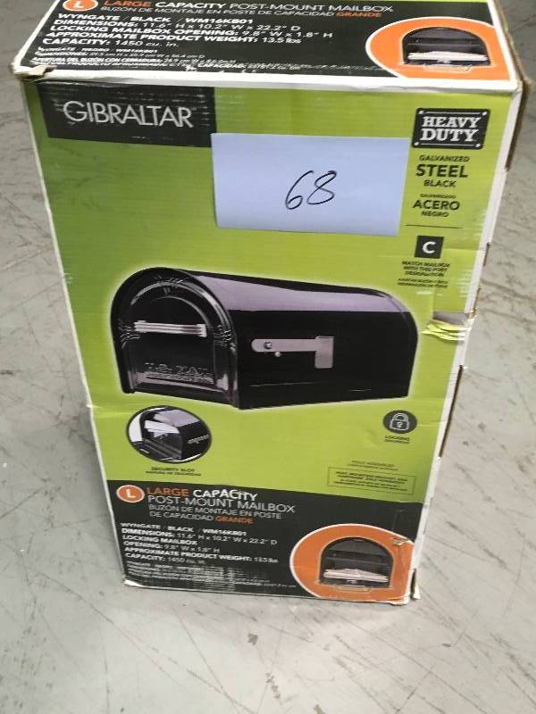 lot 68 image: Solar Group Large Wyngate Rural Mailbox WM16KB01 njot used