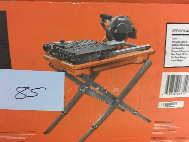 lot 85 image: RIDGID 7 in. Tile Saw with Stand USED  in good working condition