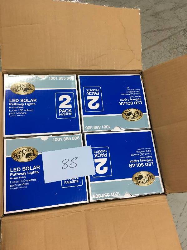 lot 88 image: Hampton Bay Solar Bronze Outdoor Integrated LED New Age Pagoda Landscape Path Light (2-Pack) LOT OF 4