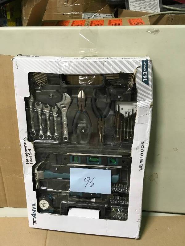 lot 96 image: ANVIL Homeowners Tool Set (143-Piece) not used