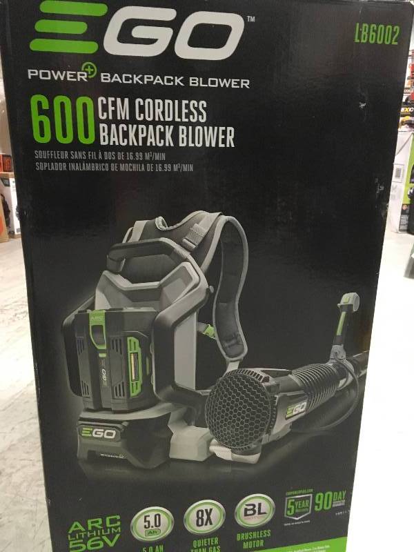 lot 98 image: EGO 145 MPH 600 CFM 56-Volt Lithium-ion Cordless Backpack Blower with 5.0Ah Battery and Charger Included New