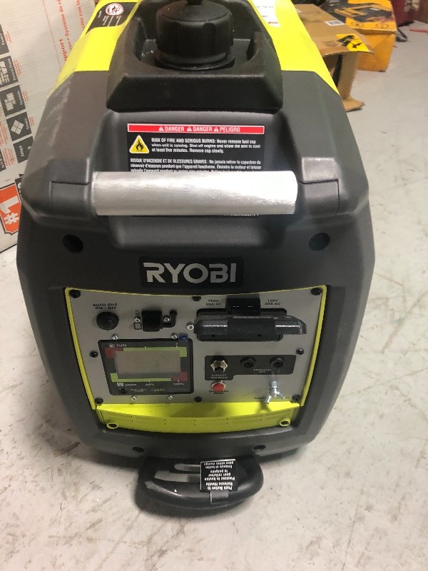 lot 105 image: Ryobi Bluetooth 2, 300-Watt Super Quiet Gasoline Powered Digital Inverter Generator RYI2300BTA in very good work condition