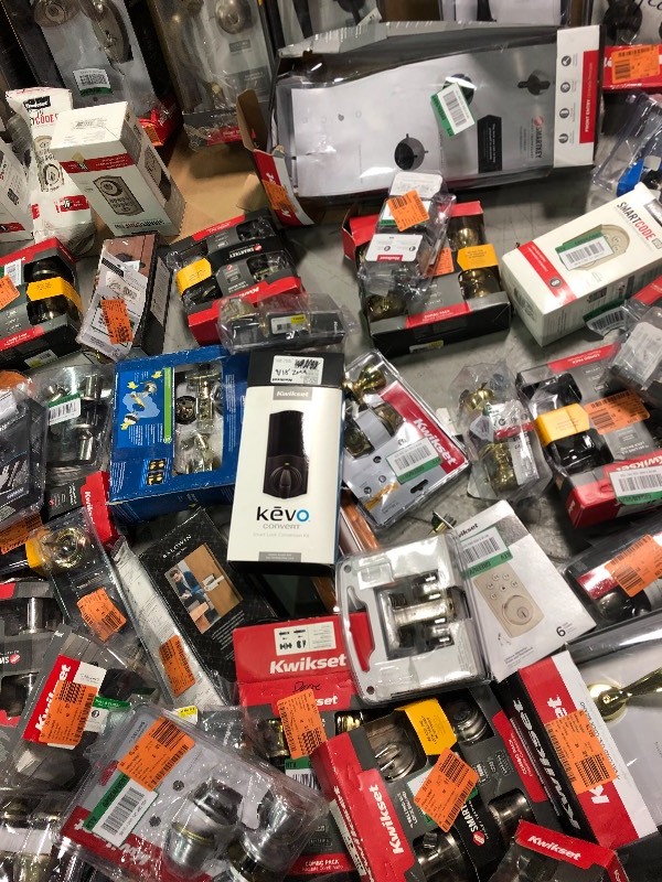 lot 111 image: Gaylord full of assorted Door Hardware open box items for parts some maybe complete some missing pcs or damage pkg