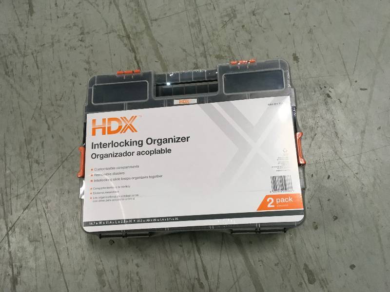 HDX 15-Compartment Interlocking Small Parts Organizer in Black (2-Pack) not used