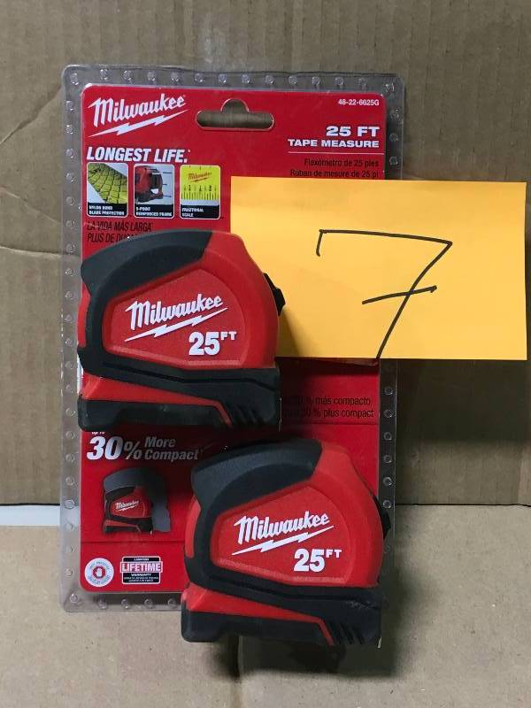 Milwaukee 48-22-6625G Bonus Pack 2 Each 25 Foot Measure Tapes