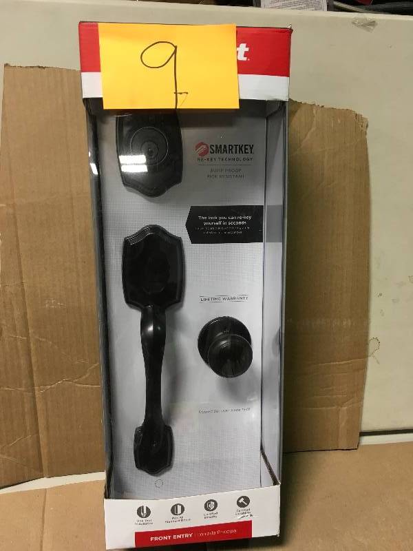 Kwikset 96870-100 Belleview SmartKey Single Cylinder Handleset with Cove Knob, Venetian Bronze not used open box