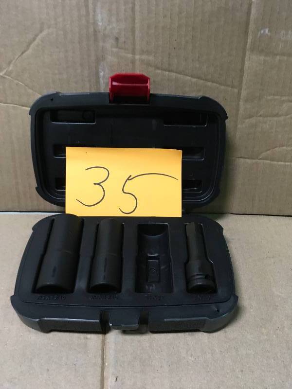 Husky 12 in. Drive Impact Flip Socket Set (4 Piece) MISSING ONE PC.